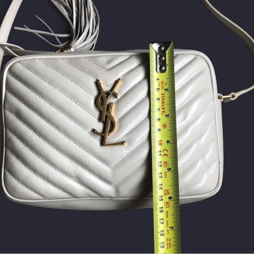 Saint Laurent Cream Quilted Leather Crossbody Camera Bag with Gold YSL - Picture 11 of 16